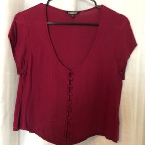 Button down cropped red tshirt